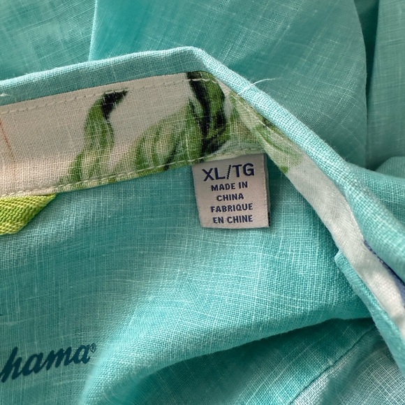 Tommy Bahama Shirt Men's‎ XL Blue Hawaiian Camp Linen Beach Preppy Vacation - Picture 4 of 5